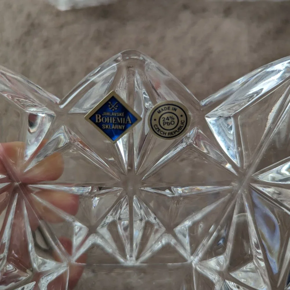 Bohemia Crystal Pyramid Bowl Set of 3 Czech Republic Bohemia Sklarny